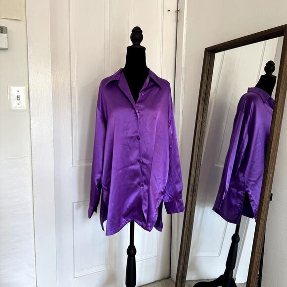 VTG Purple Esprit Button Down Top Women's Size Large - Picture 2 of 7
